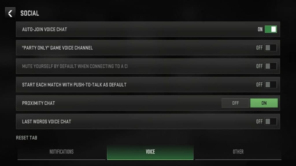 Proximity Chat settings Warzone Mobile