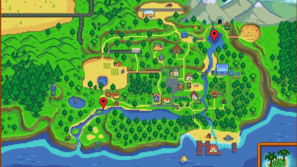 Chub locations in Stardew Valley