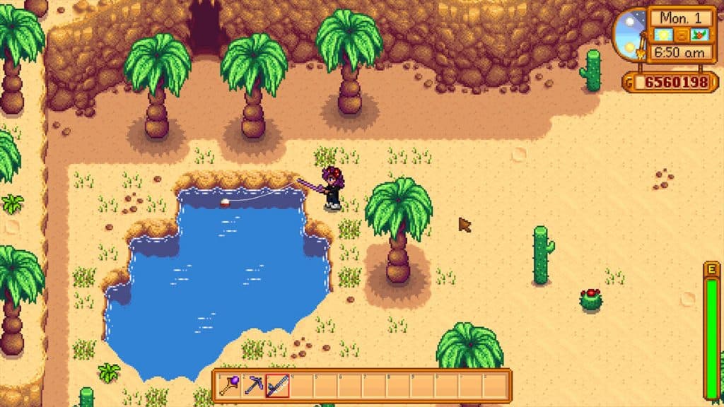 Fishing in the Desert in Stardew Valley