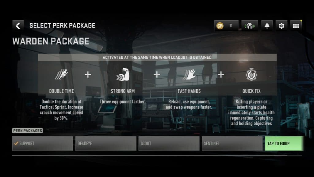 Warden Perk Package Warzone Mobile