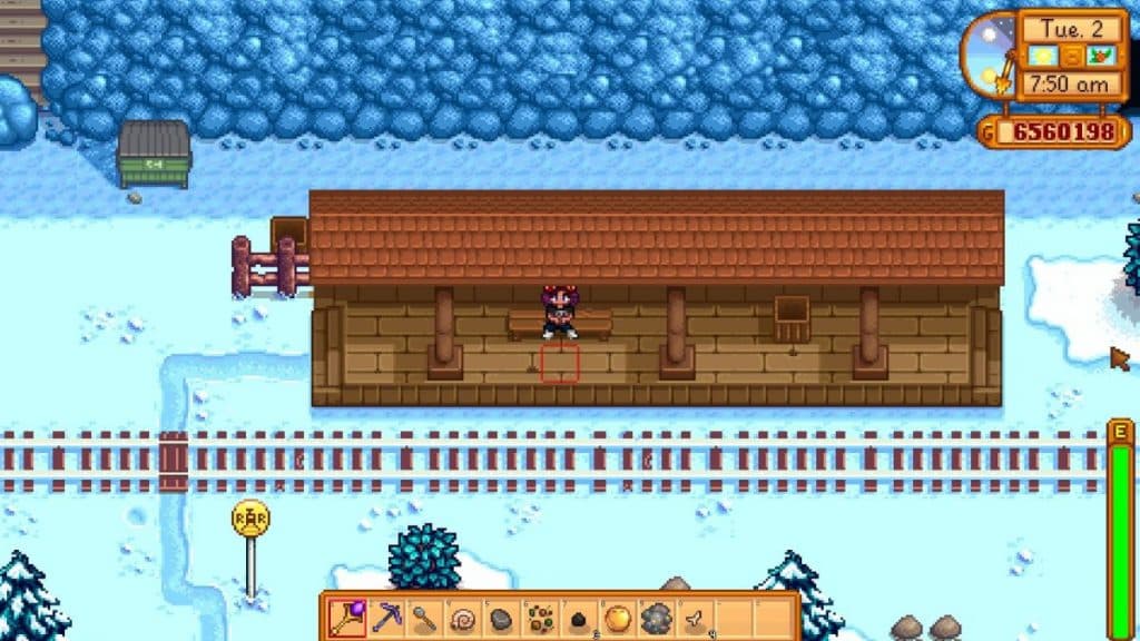 Train track in Stardew Valley