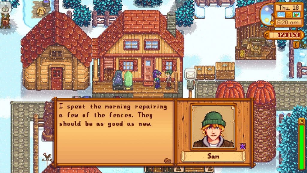 Sam in conversation Stardew Valley