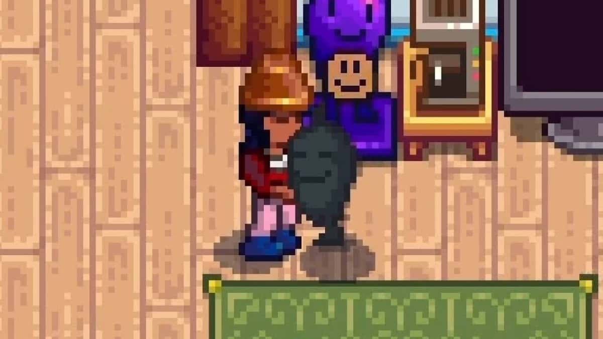 Krobus and the farmer in Stardew Valley