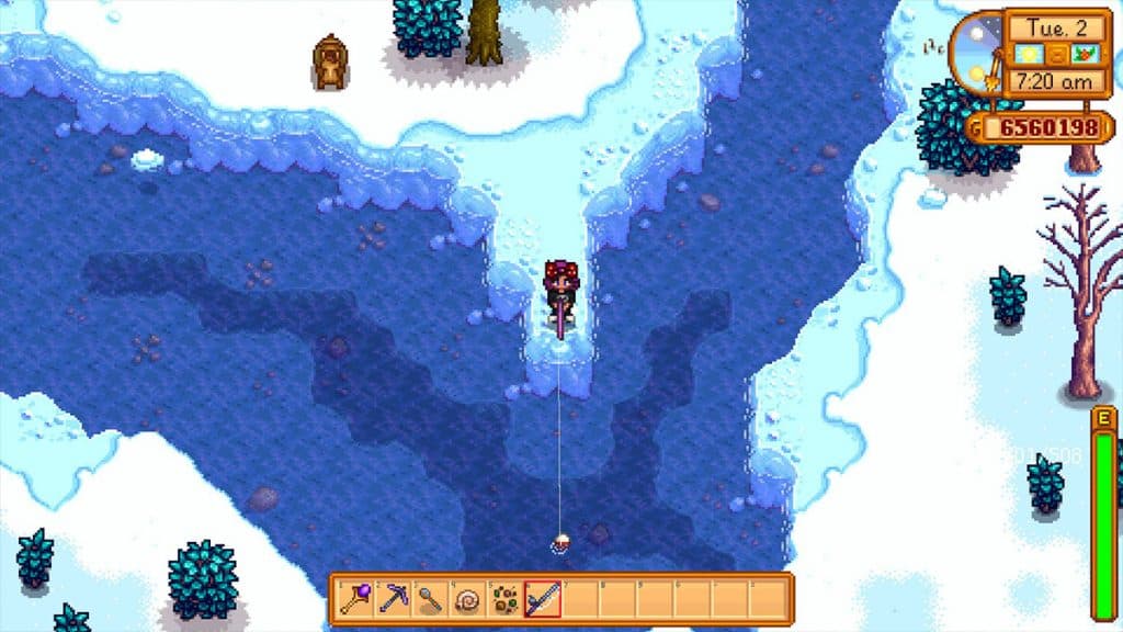 Fishing in Winter in Stardew Valley