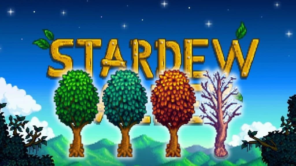 Oak trees in Stardew Valley across different seasons