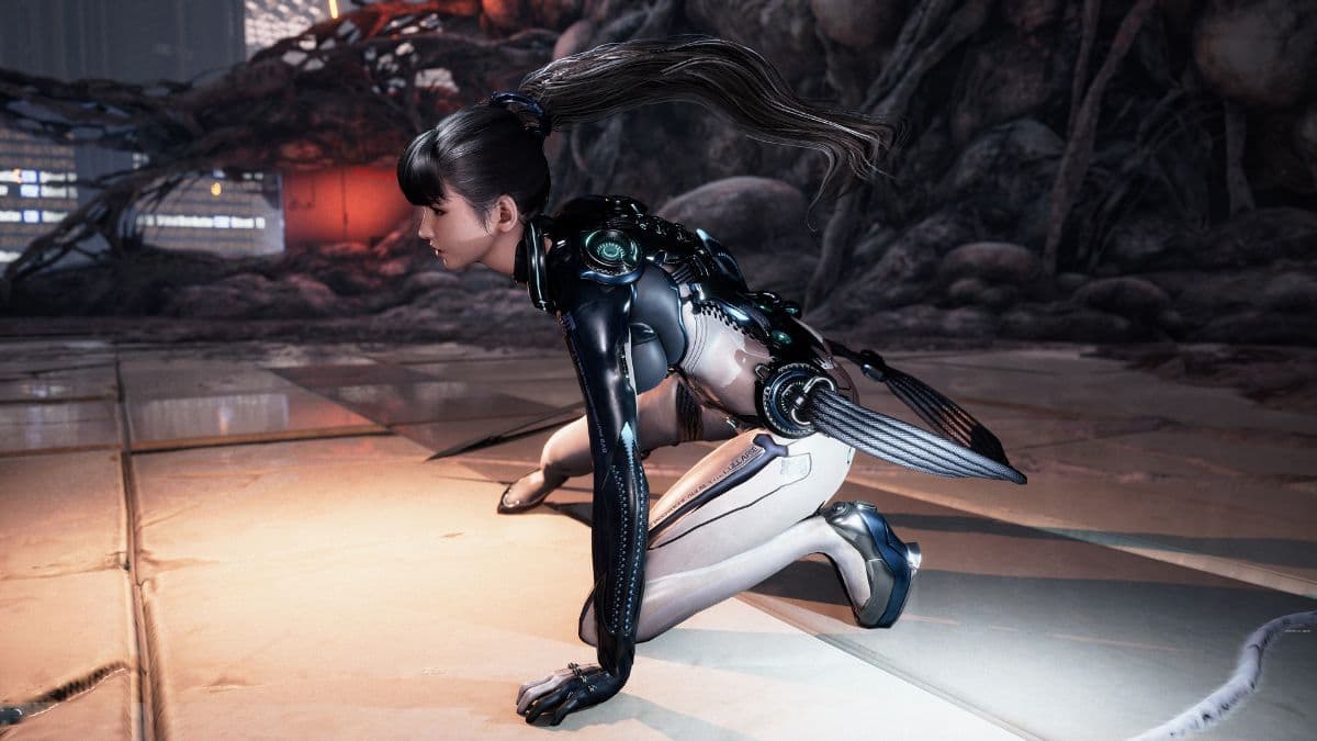 eve crouching down in stellar blade