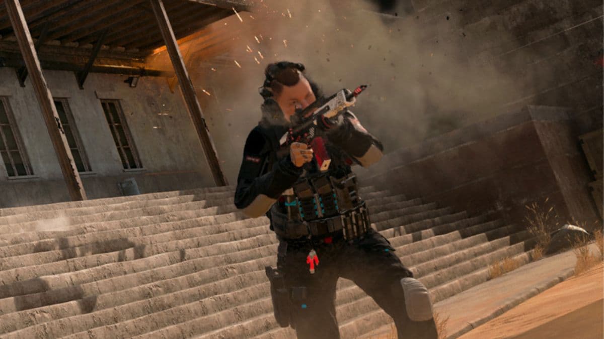 warzone operator firing weapon on rebirth island