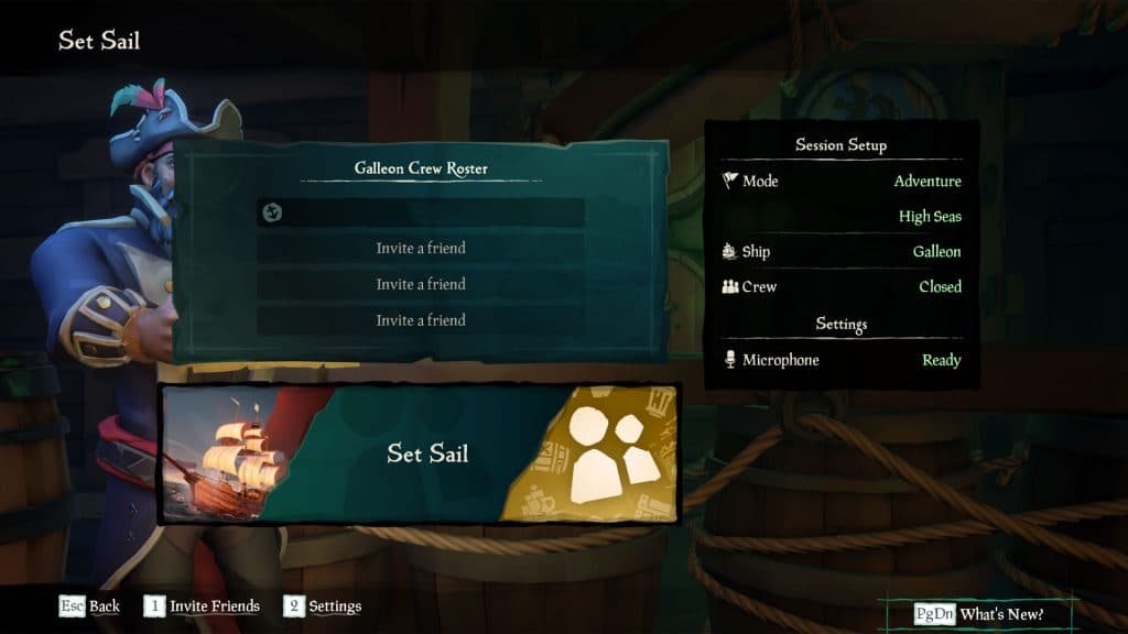 Sea of Thieves invite friends screen