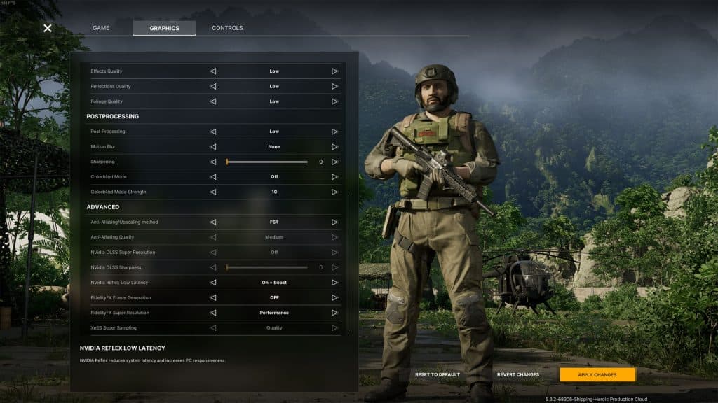 Gray Zone Warfare settings menu