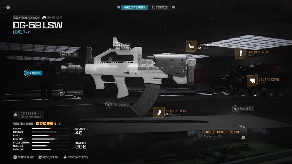 Warzone DG-58 LSW loadout attachments