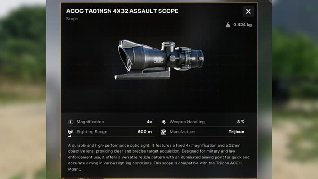 Acog Tactical Assault Scope Gray Zone Warfare