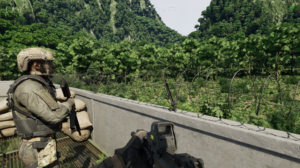 Gray Zone Warfare players standing on a fence