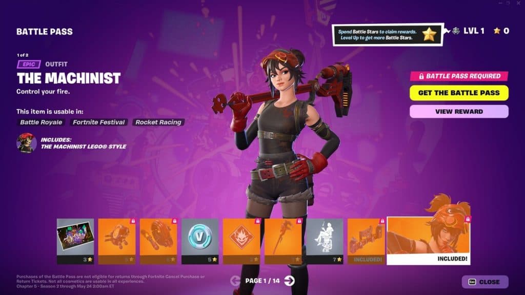 Fortnite Battle pass page 1