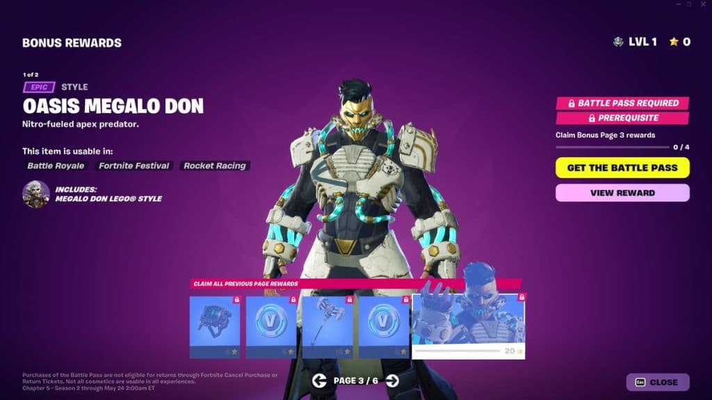 Fortnite Battle Pass bonus rewards page 3