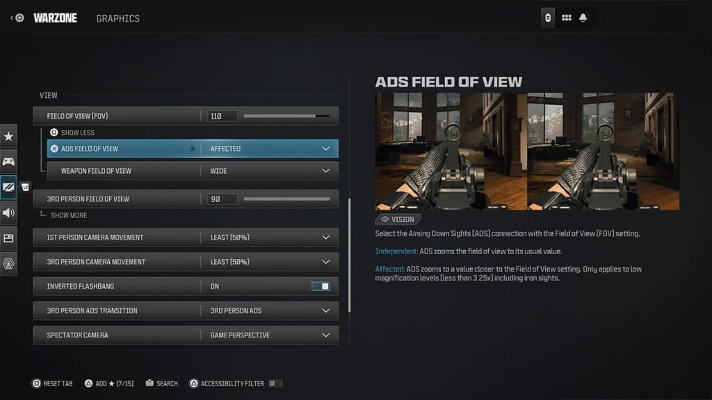 ADS Field of View settings Warzone