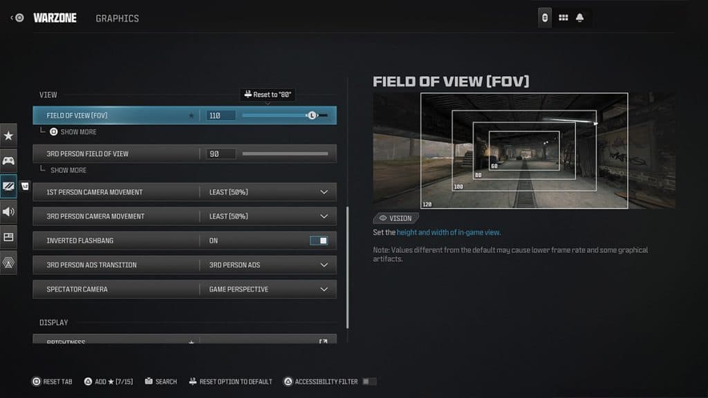 Field of View FOV settings Warzone