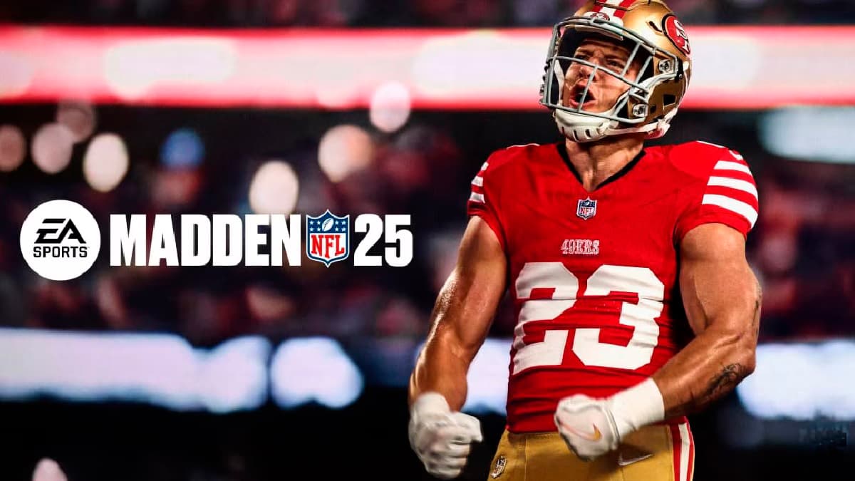 Christian McCaffrey in Madden NFL 25 Standard Edition cover