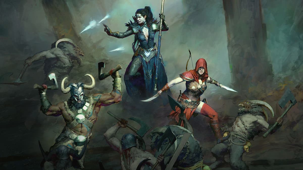 Sorcerer, Rogue, and Barbarian in Diablo 4