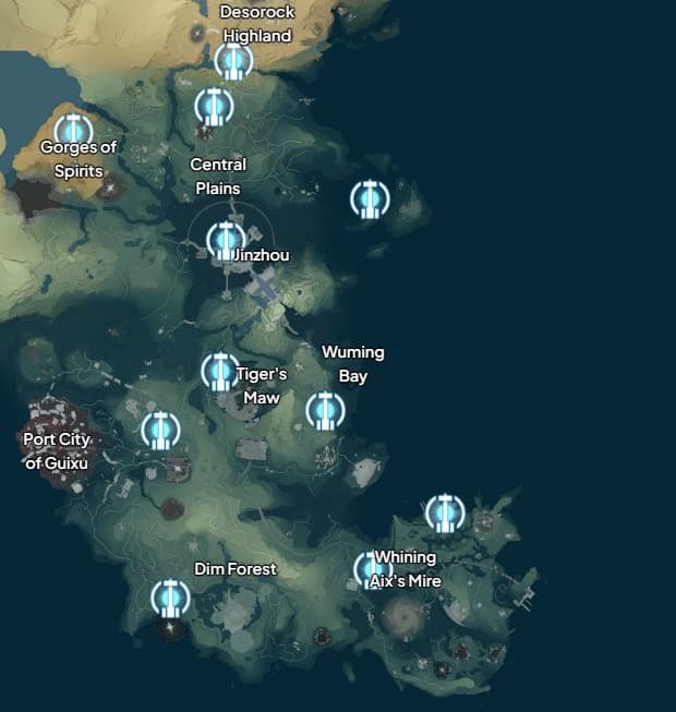 Wuthering Waves' Resonance Nexus locations