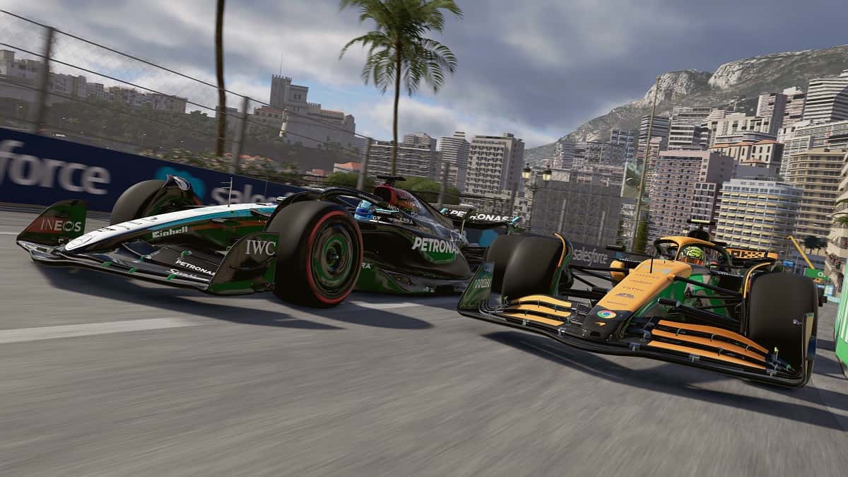 Mercedes and McLaren wheel-to-wheel in F1 24 Monaco GP
