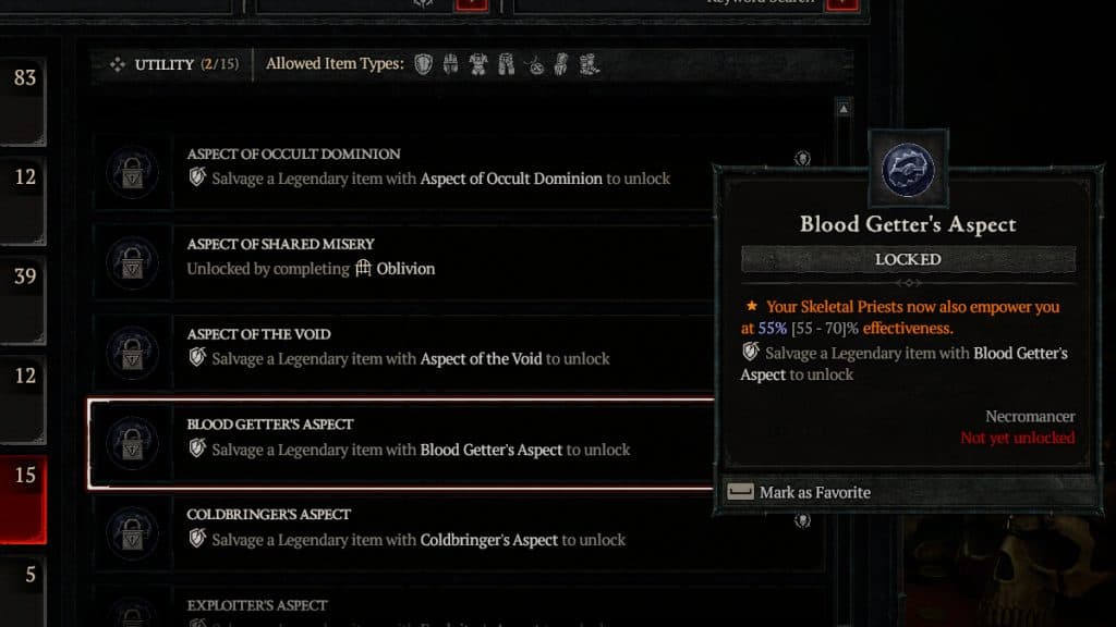 Blood Getter's Aspect Diablo 4