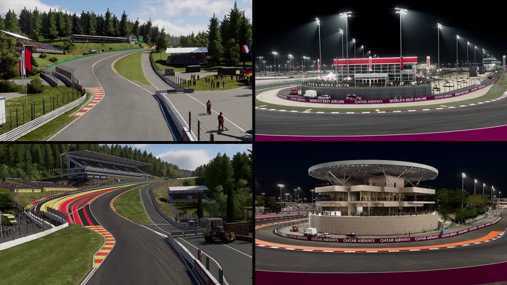 Spa and Lusail circuits comparison F1 23 vs F1 24