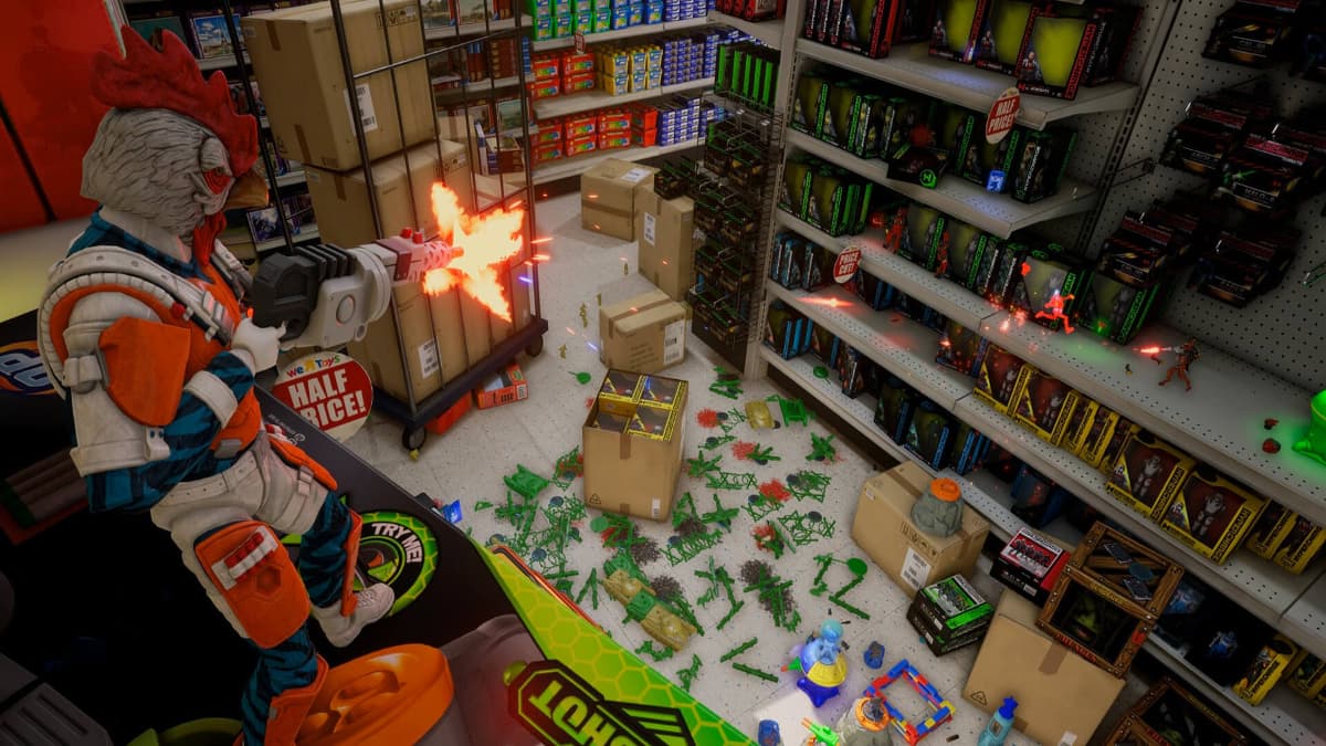 Hypercharge: Unboxed character looking over toy aisle