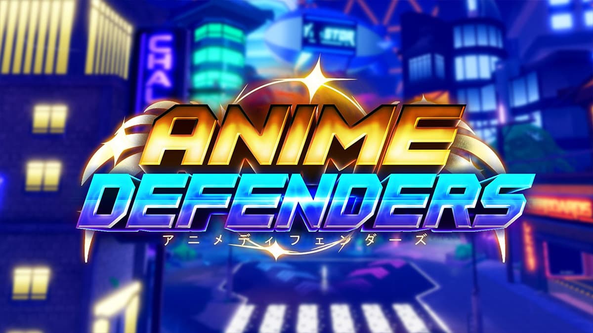 Anime Defenders banner feature the gane's logo and spawn hub.