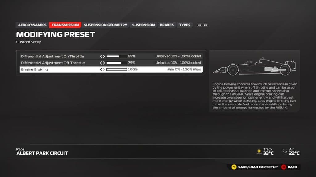 Australia GP Transmission settings