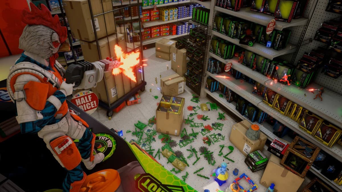 Action figure firing a weapon in Hypercharge: Unboxed