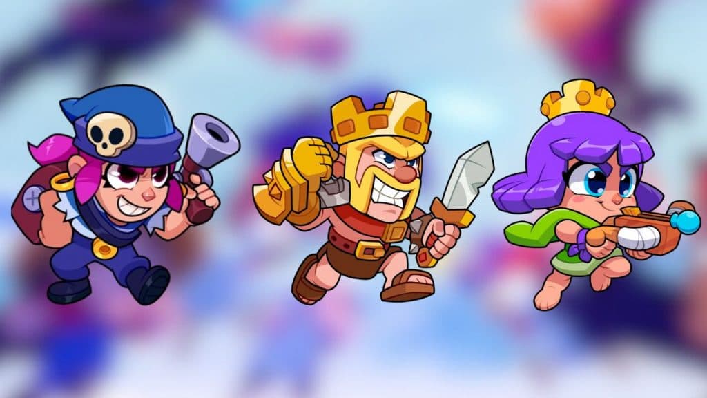 Penny, Barbarian King, and Archer Queen in Squad Busters