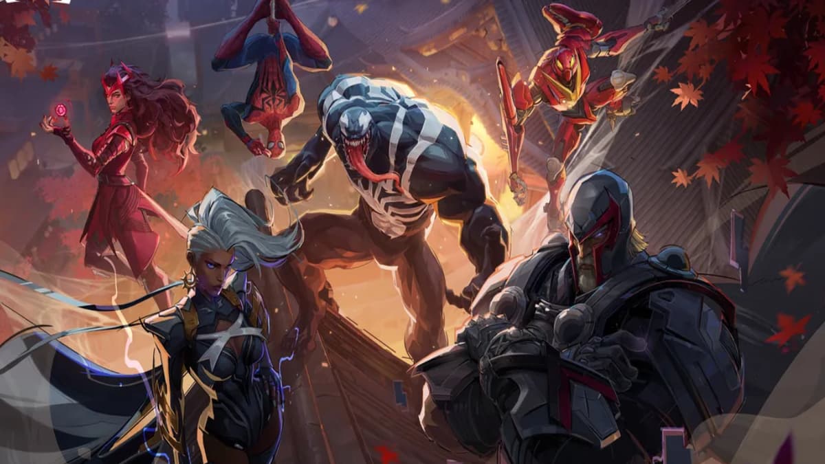 Scarlet Witch, Venom, Storm, and Spider-Man in Marvel Rivals