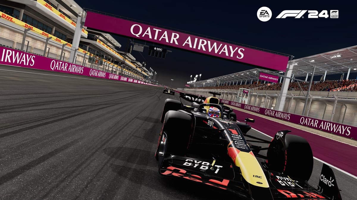 Verstappen leading the Qatar GP in F1 24