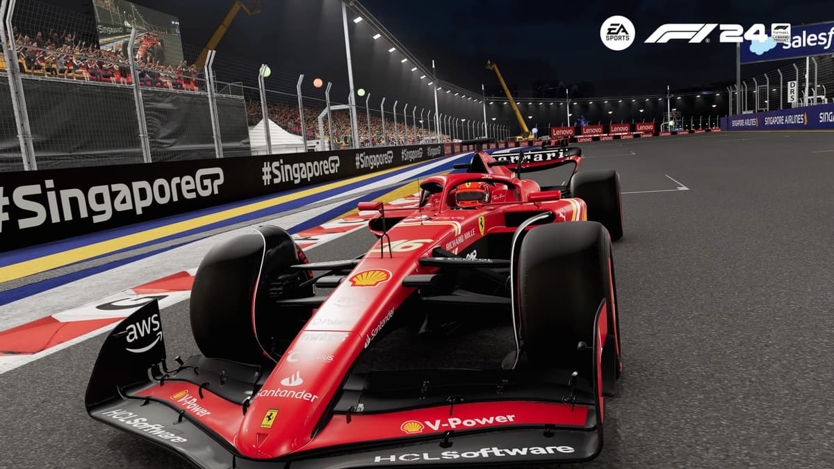 Charles Leclerc leading the Singapore GP in F1 24