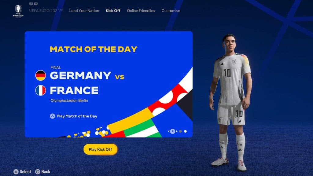 Euro 2024 kick off screen in EA FC 24