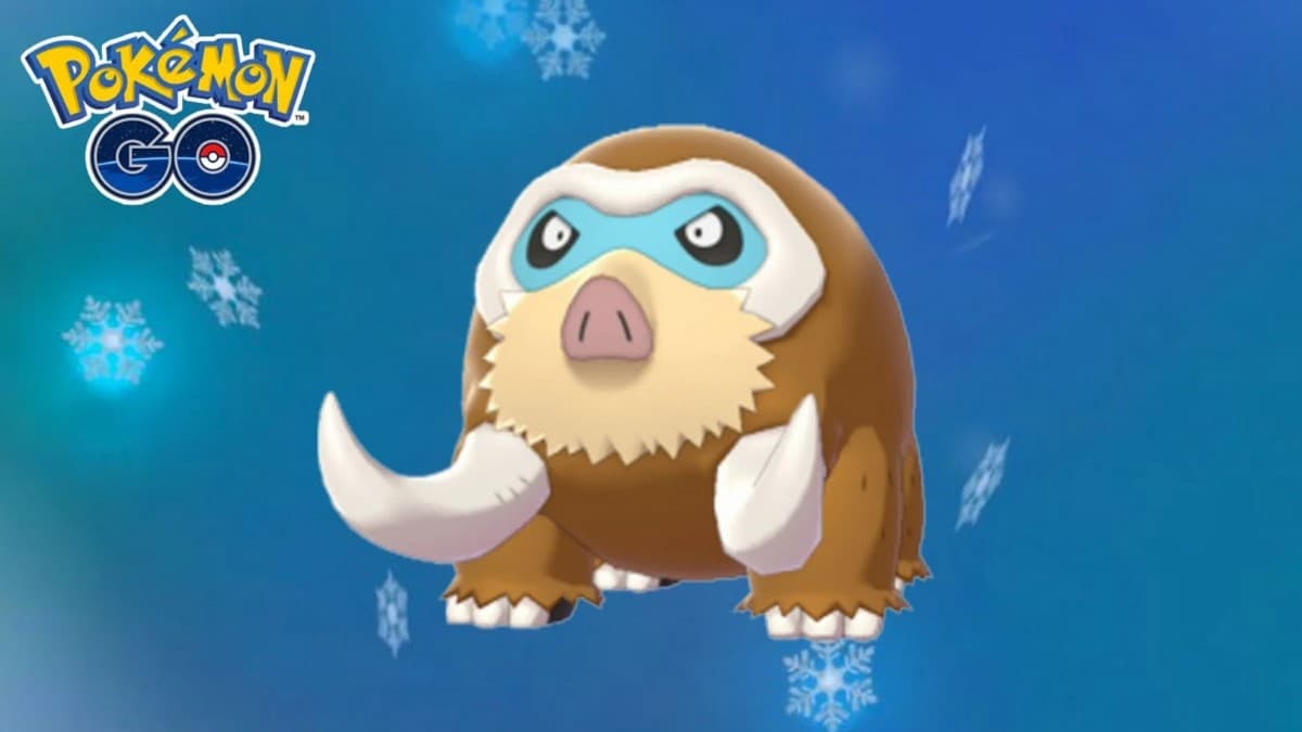 mamoswine with pokemon go ice-type background