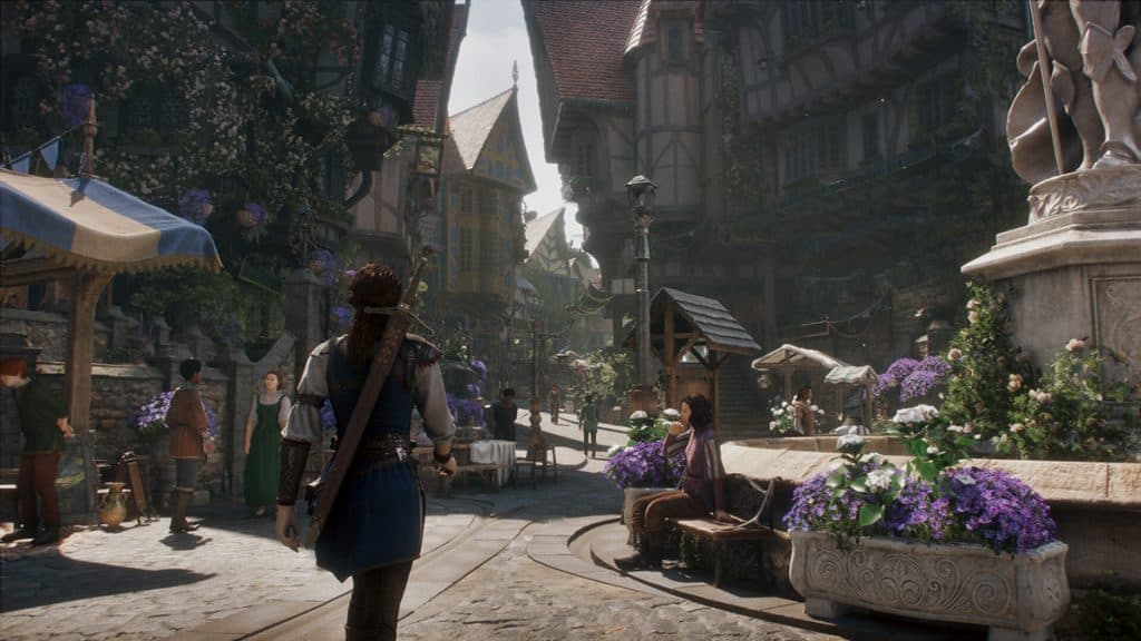 Fable character walking through a city