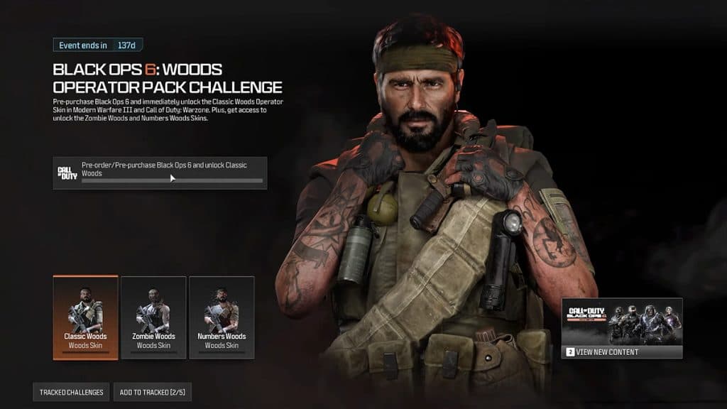 Black Ops 6 Woods Operator Pack challenge menu