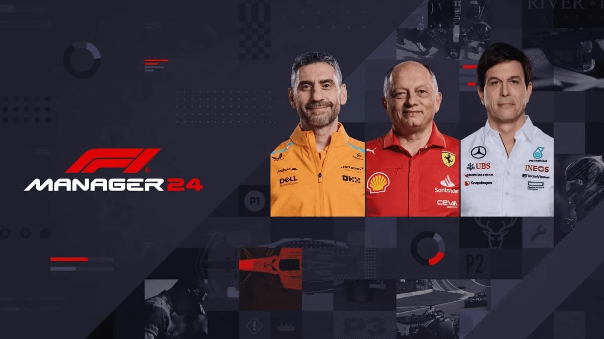 Stella, Vasseur, and Wolff in F1 Manager 2024 game cover