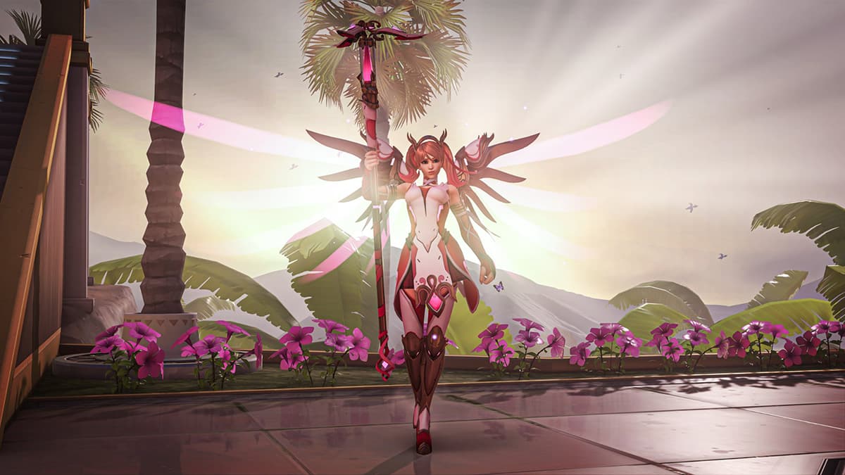 Rose Gold Mercy skin in Overwatch 2