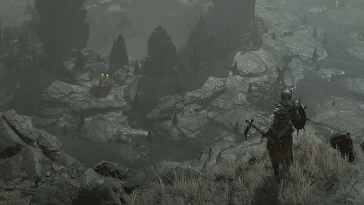 Diablo 4 player overlooking an area