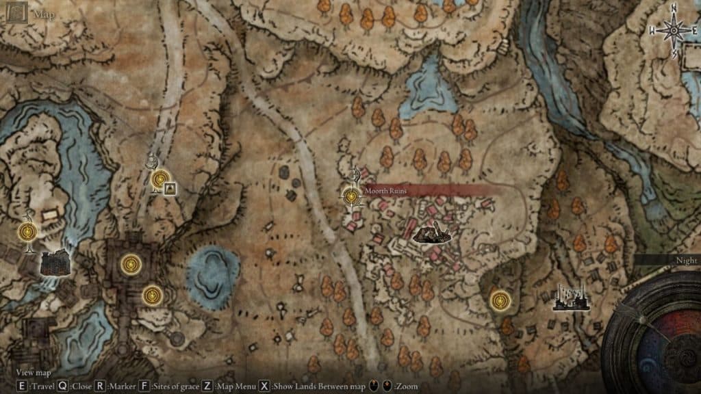 Moorth Ruins map location in Elden Ring