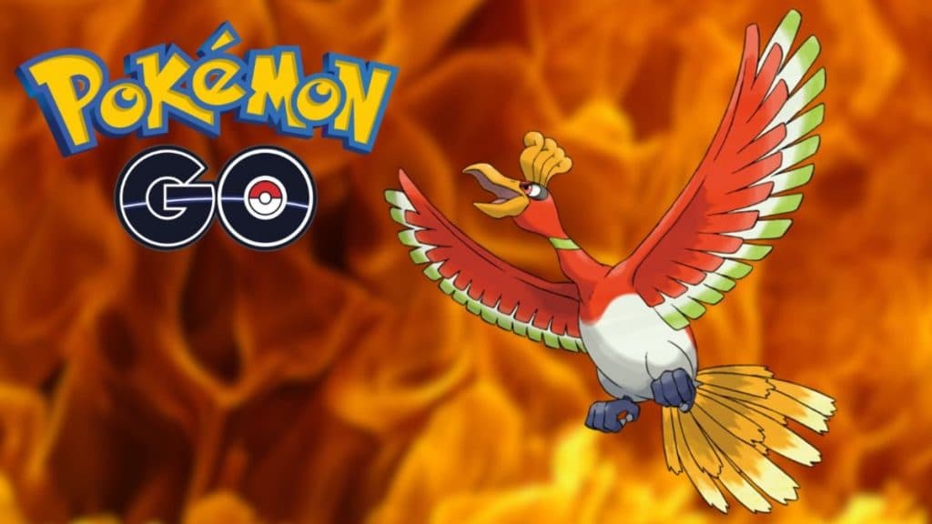 ho-oh with fire-type background in pokemon go