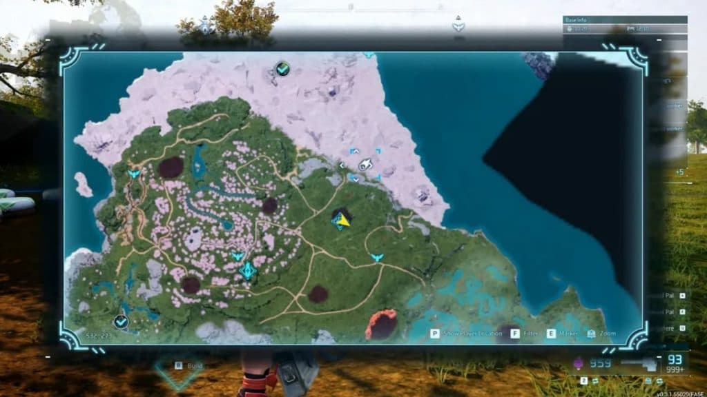 Palworld Map showing Supply Drop event.