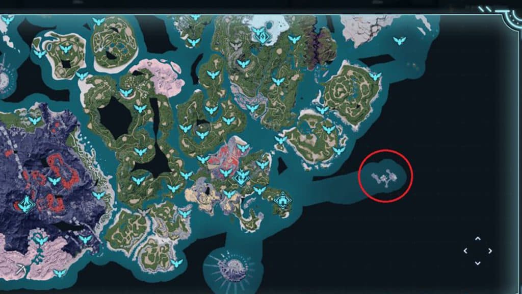 Oil rig location on the Palworld map