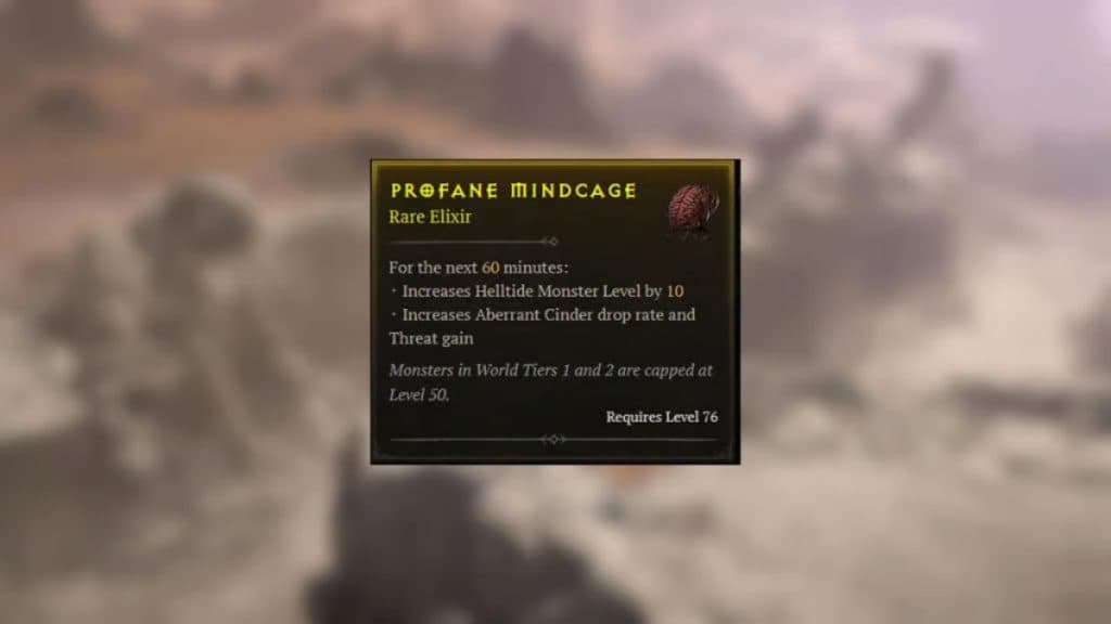 Profane Mindcage elixir Diablo 4 Season 4