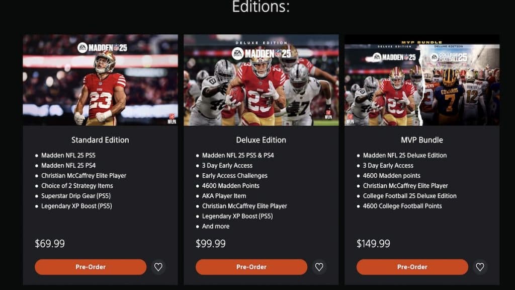 Madden 25 pre-order options