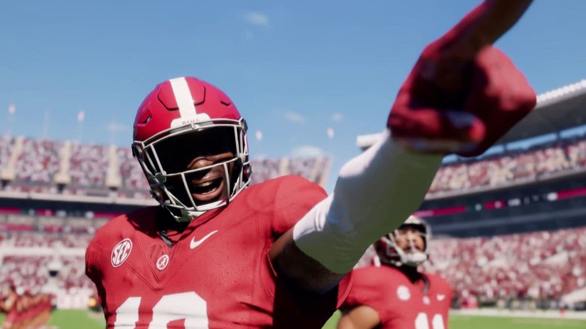 Player pointing to the crowd in EA College Football 25