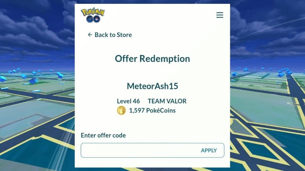 offer redemption page in pokemon go webstore