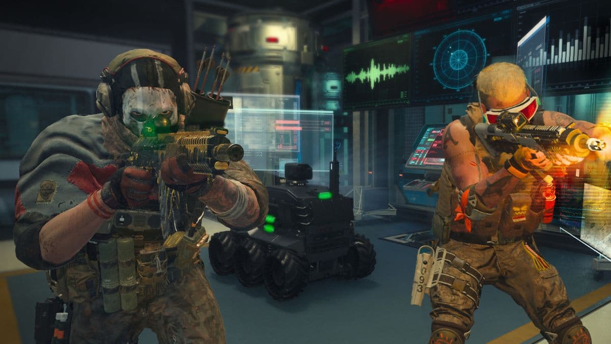 mw3 operators standing together with one firing gun